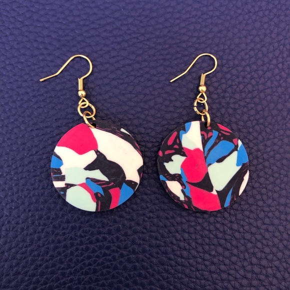 Retro Multicolor Polymer Clay Earrings - Picture 2 of 3